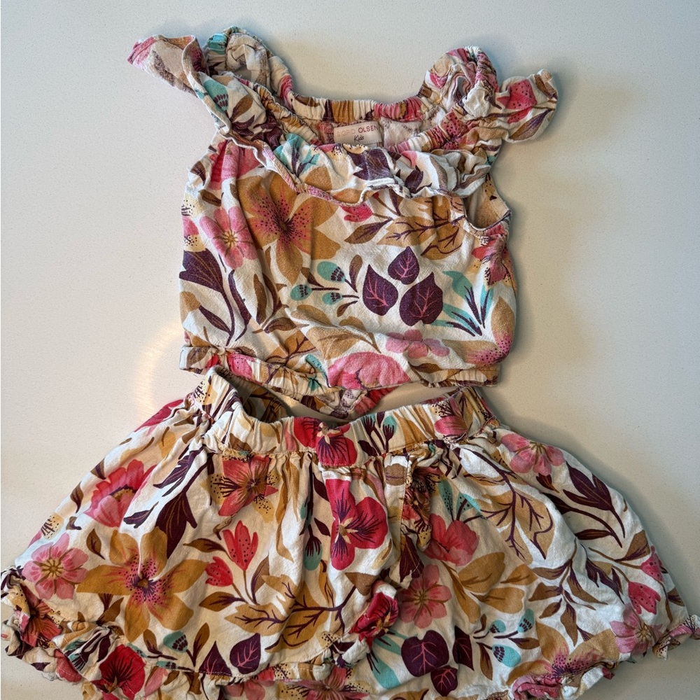 Sigrid Olsen Kids Floral 2-Piece Set: Crop Top & Ruffle Skirt SZ XS (4)